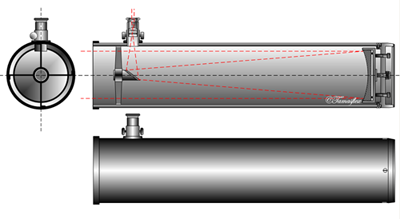Schéma optique d'un télescope de Newton