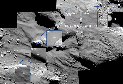 Image prise par Rosettta montrant Philae.