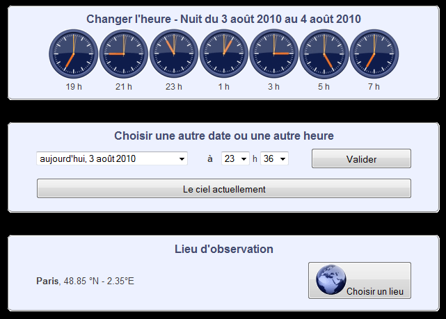 Interface pour paramétrer le jour, l'heure et la date.